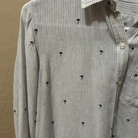 Women's Rails Charlie Mini Palms Royal Blue Stripe Shirt - XS - Picture 6 of 11